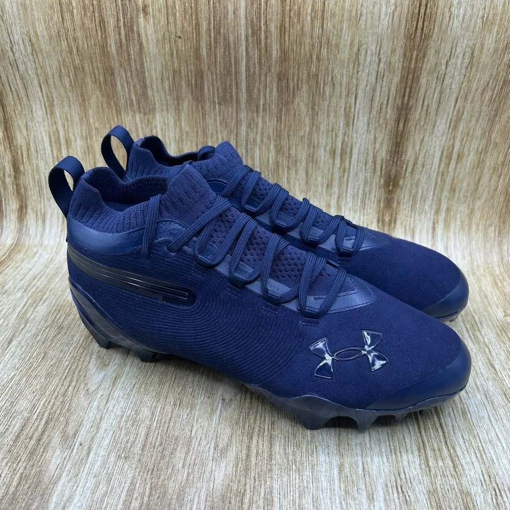 Under Armour Spotlight Suede MC Men's 8 Navy Blue Football Cleats 6000074-410